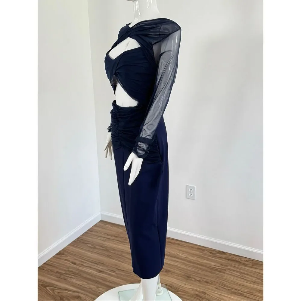 Chiara Boni La Petite Robe Leitha Mesh Cut-Out Midi-Dress Size 8 $750